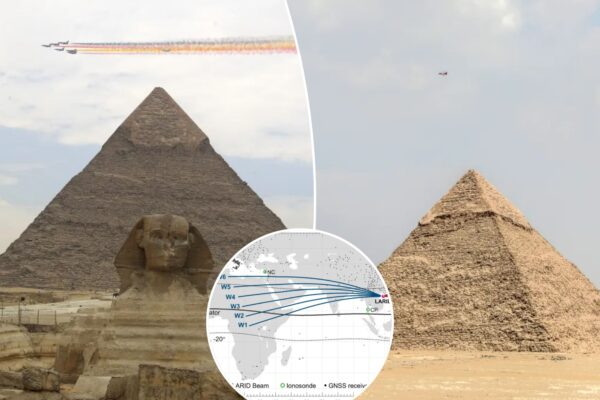 Satellite Radar Detects Massive Cylindrical Structures Beneath Great Pyramids